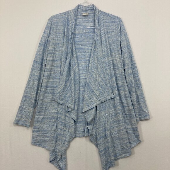 SOMA Large Slub Terry Draped Open Front Cardigan Heather Sky Blue Comfy - Picture 4 of 12